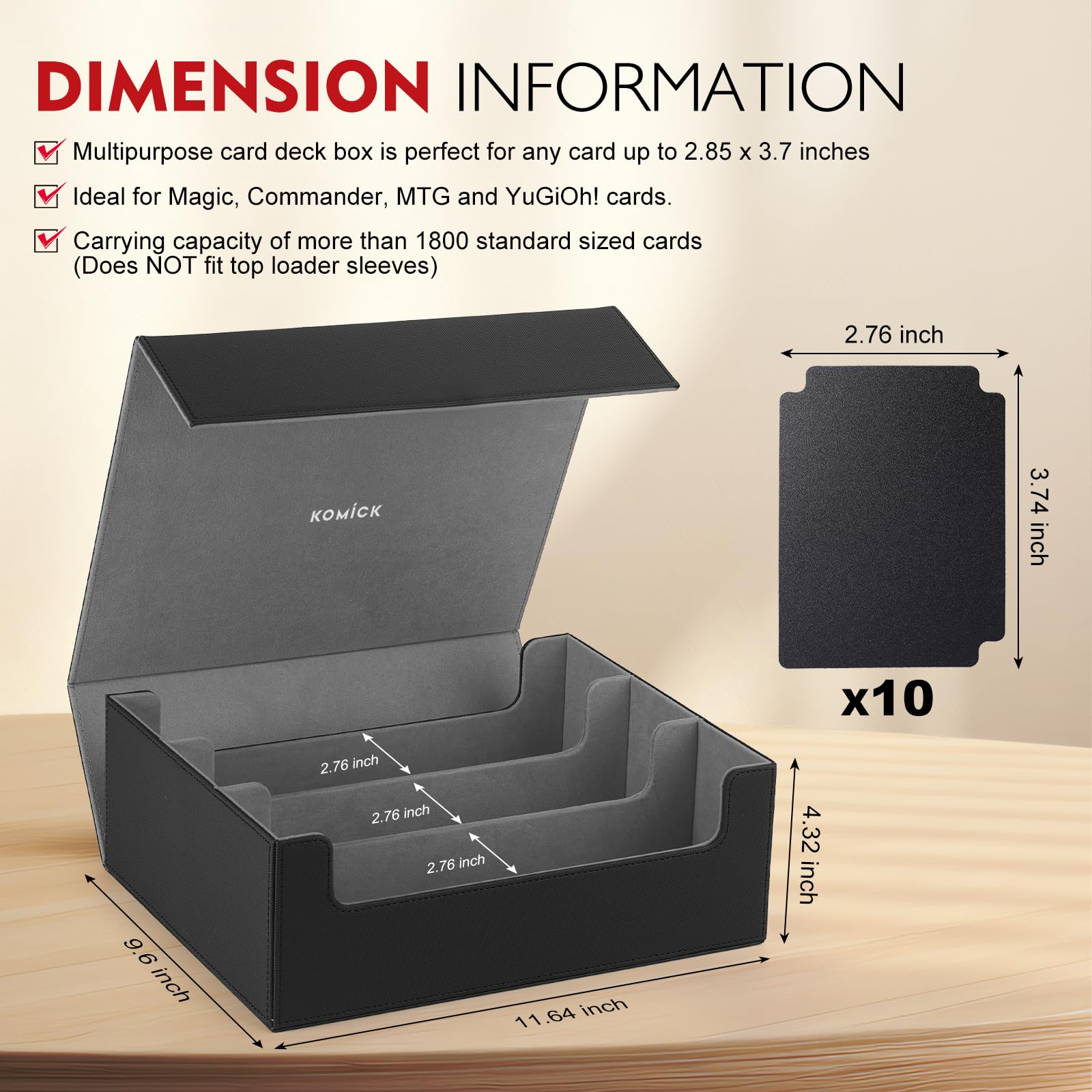 PU Leather Card Case Komick 1800+ Card Storage Case - PU Leather